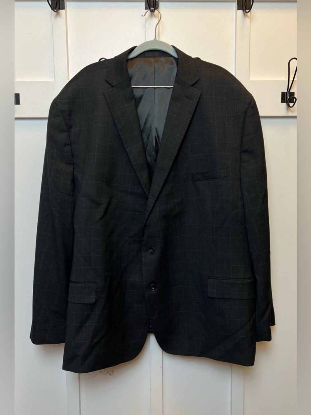 Michael Kors Men’s Size 58 Regular Dark Grey Blue Windowpane Blazer Sport Coat